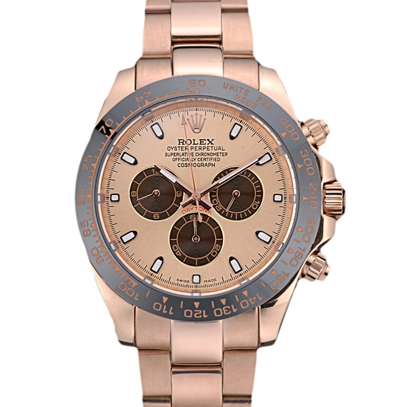Plated Gold Gold Rose Rolex 80244 Strap Ion Daytona Rose Tachymeter Dial 0814